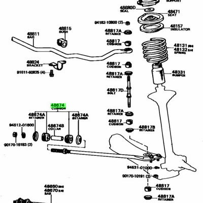 Toyota Genuine Front Strut Bar Cushion Kit for AE86 48674-19105