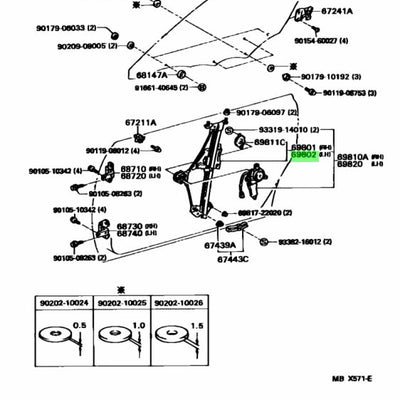 Toyota Genuine OEM 93-98 Supra Left Driver Door Window Regulator 69802-14111