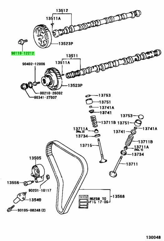 Toyota Genuine OEM 1JZ & 2JZ Non-VVTI Cam Gear Bolt - 90119-12212