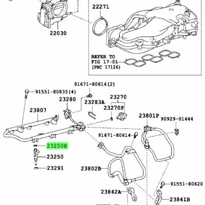 TOYOTA 2GR INJECTOR INSULATOR set 90301-07033 / 23291-23010