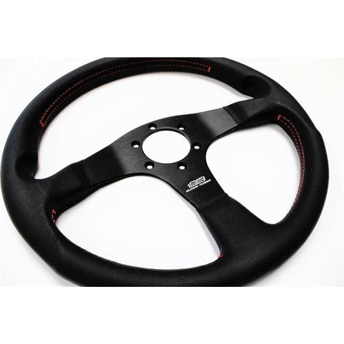 MUGEN RACING III STEERING WHEEL RED STITCHING - LEATHER